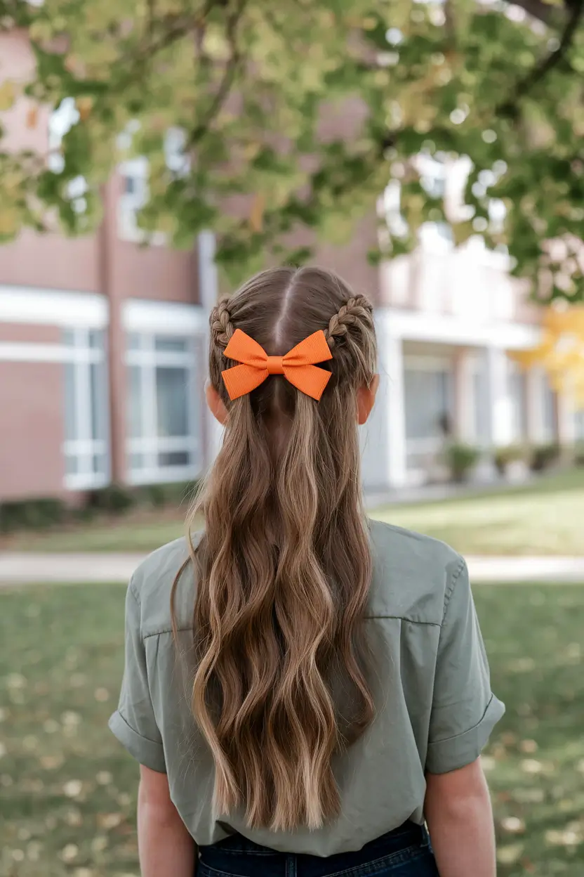 hairstyles-for-school-2025-twisted-braids-with-orange-bow