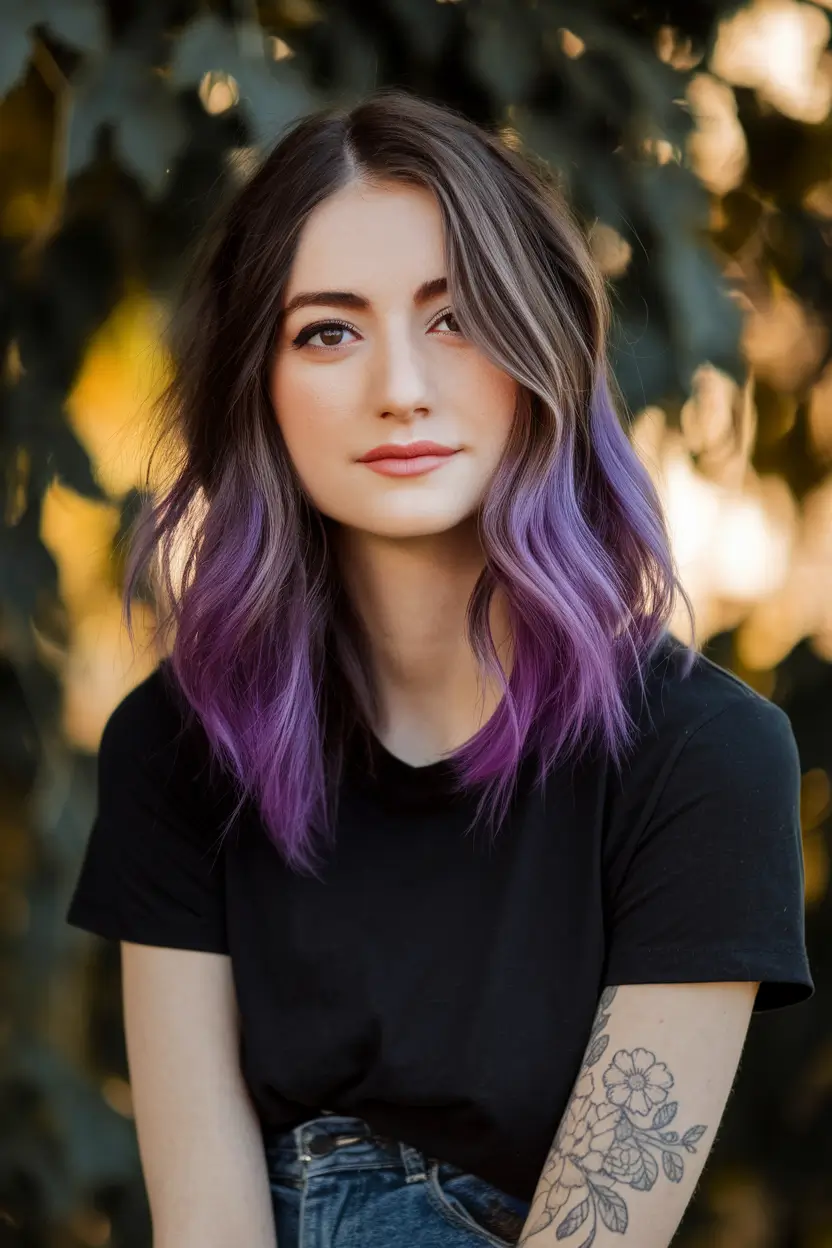 end of summer hair color Purple Passion Ombré