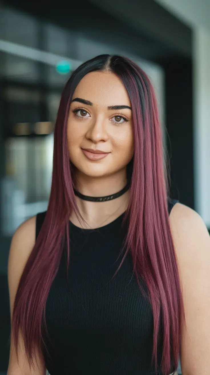 end of summer hair color Velvet Plum Sleek
