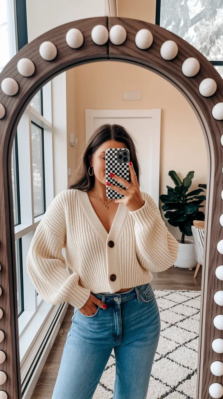 early-fall-outfits-aesthetic Soft-Knits-and-Light-Wash-Denim