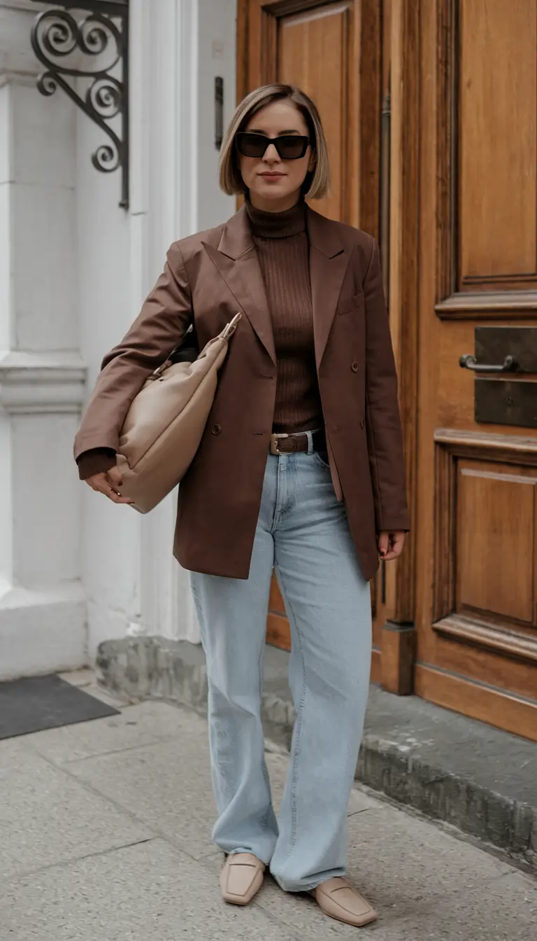 simple fall outfits casual chic Blended Tones for Brunch or Books