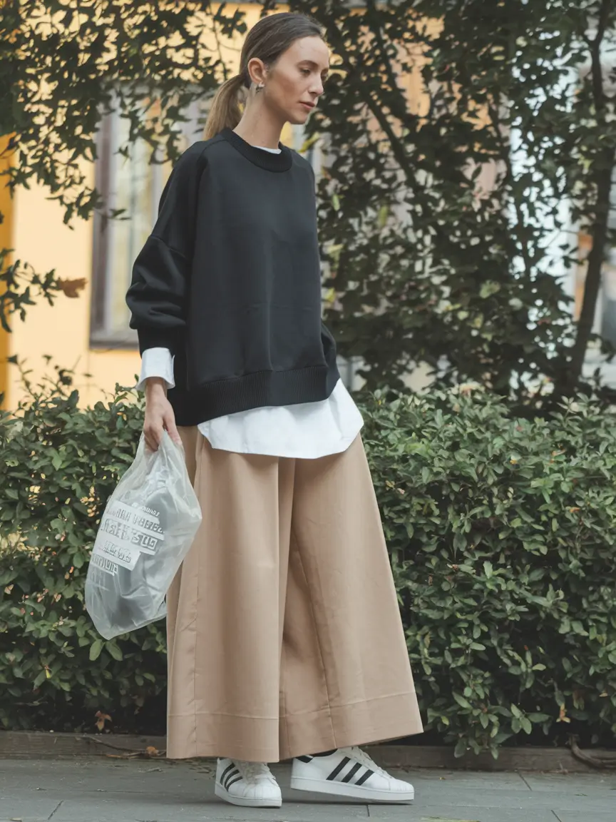 simple fall outfits casual chic Boxy Comfort with Wide Silhouette Drama