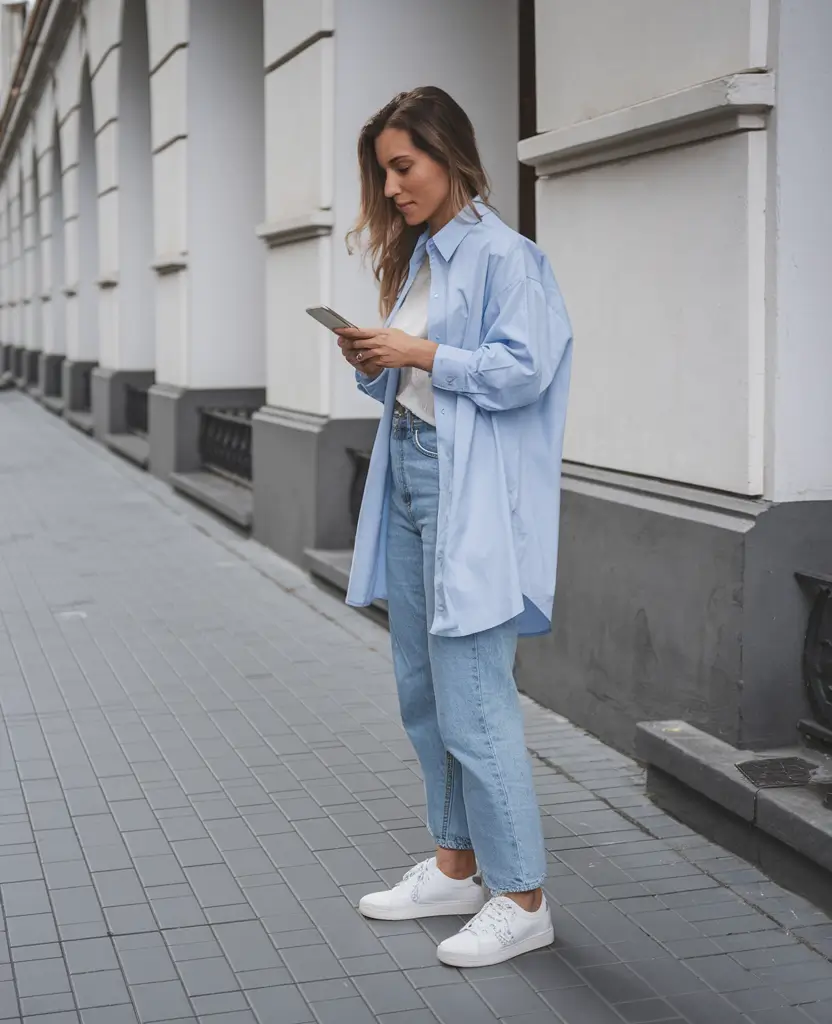 fall simple outfits casual jeans Button-Down Basics Done Right