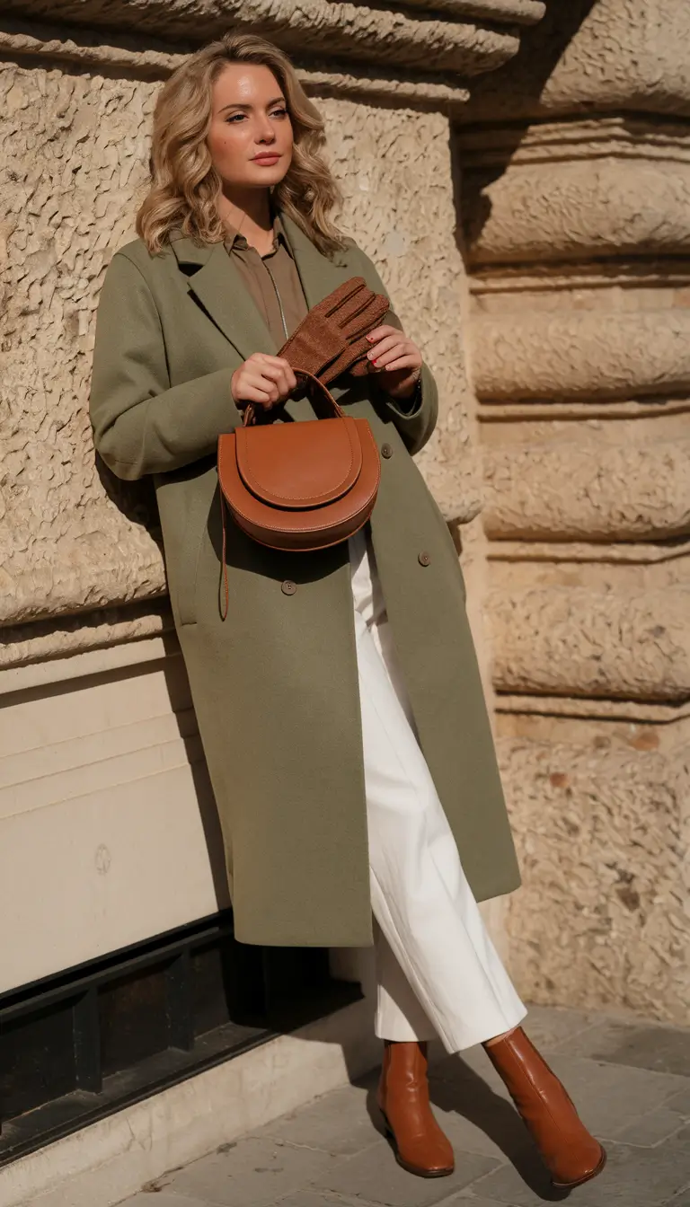 fall old money outfits Olive Grace with Autumn Leather