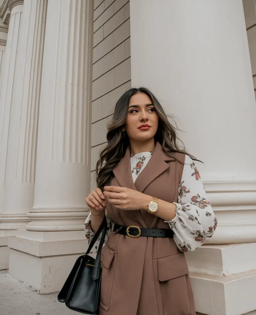 fall old money outfits aesthetic Romantic Florals and Tailored Vests
