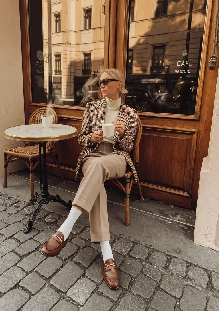 fall old money outfits casual Loafers and Lattés