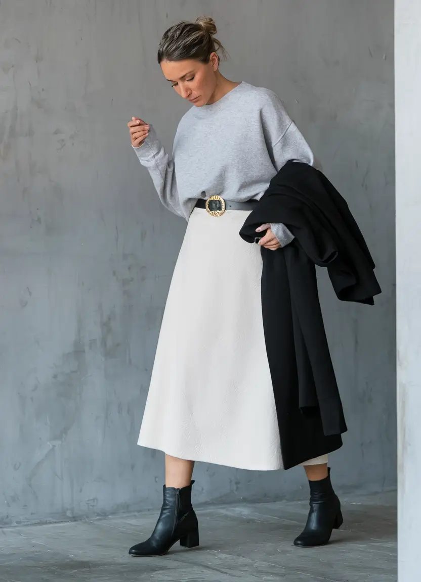 fall old money outfits skirt Minimalist Balance with a Regal Touch