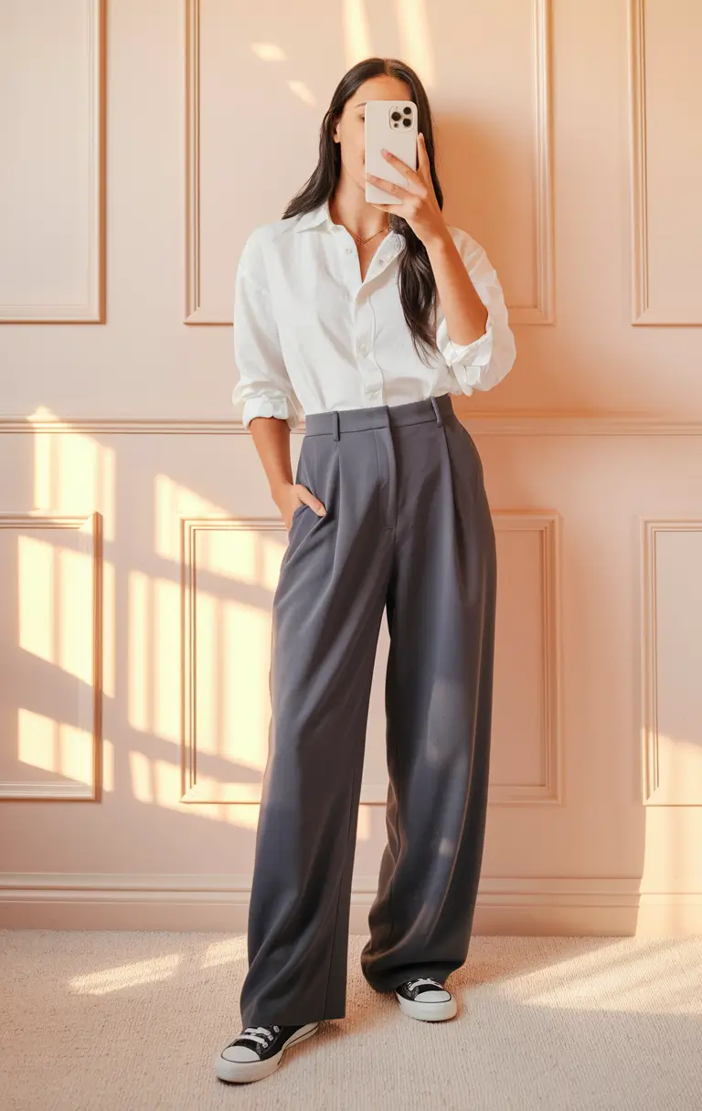 fall transition outfits Crisp Contrast for Smart Comfort