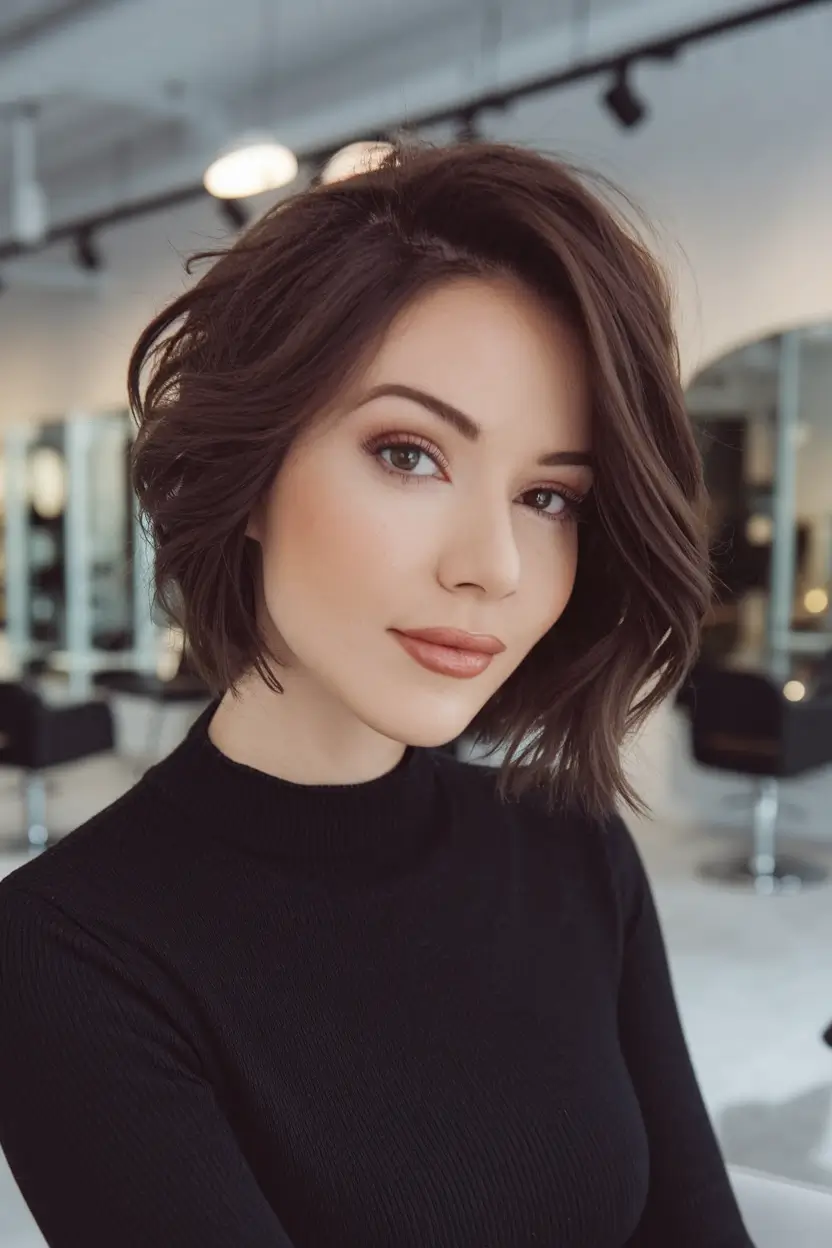 end-of-summer-hair-color-ideas-2025-Textured-Chocolate-Bob