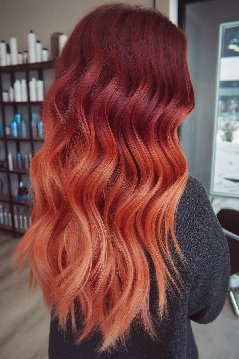 end of summer hair color Spicy Sunset Waves
