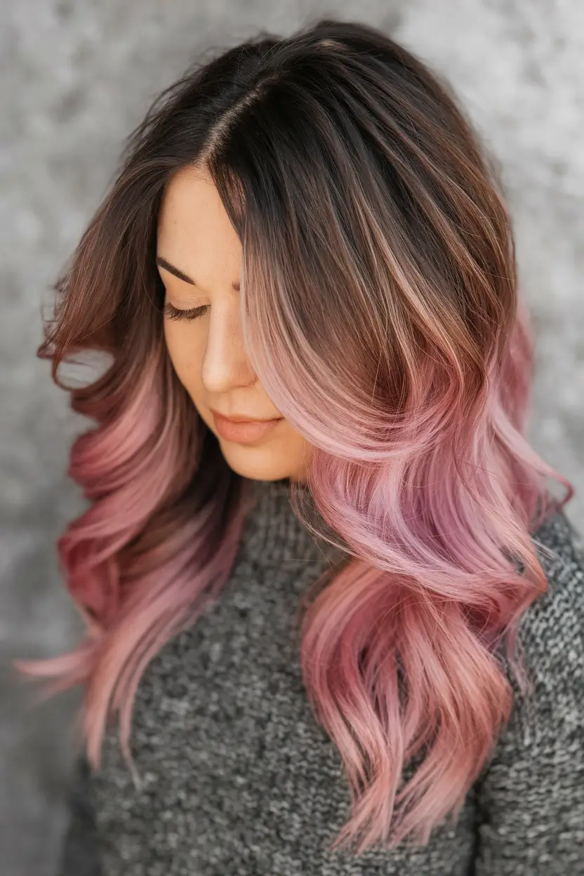 end-of-summer-hair-color-ideas-2025-Blushing-Pink-Waves