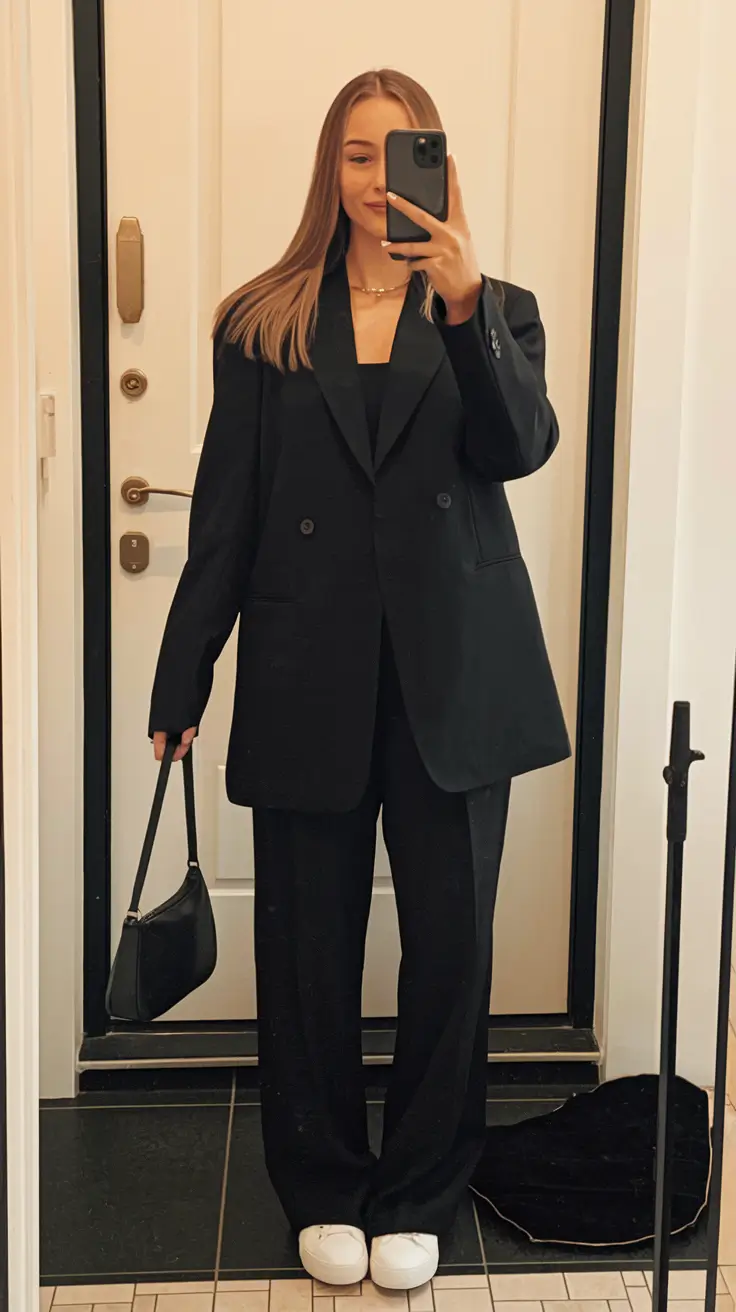 back to school outfits Power Suit Meets Casual