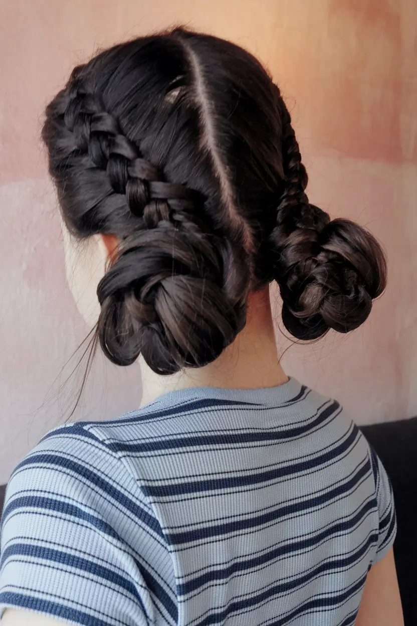 hairstyles-for-school-2025-double-braided-buns