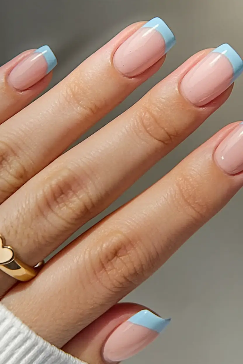 august nails color ideas Sky Blue French for a Fresh Take on Classic