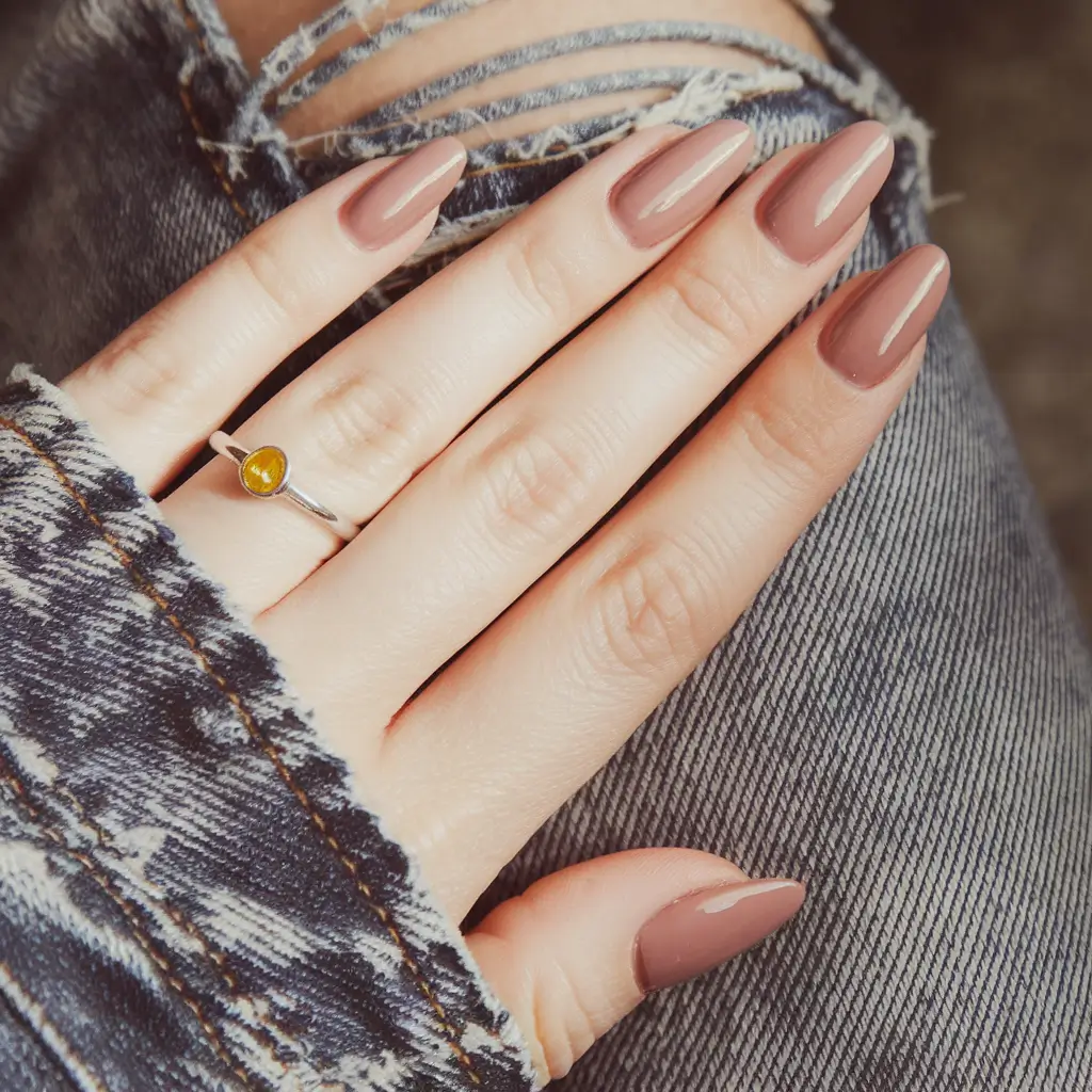 august nails color ideas Dusty Mauve Almond for a Soft Glam Moment