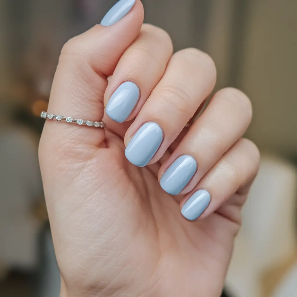 august nails color ideas Powder Blue Gloss with a Chill Summer Vibe