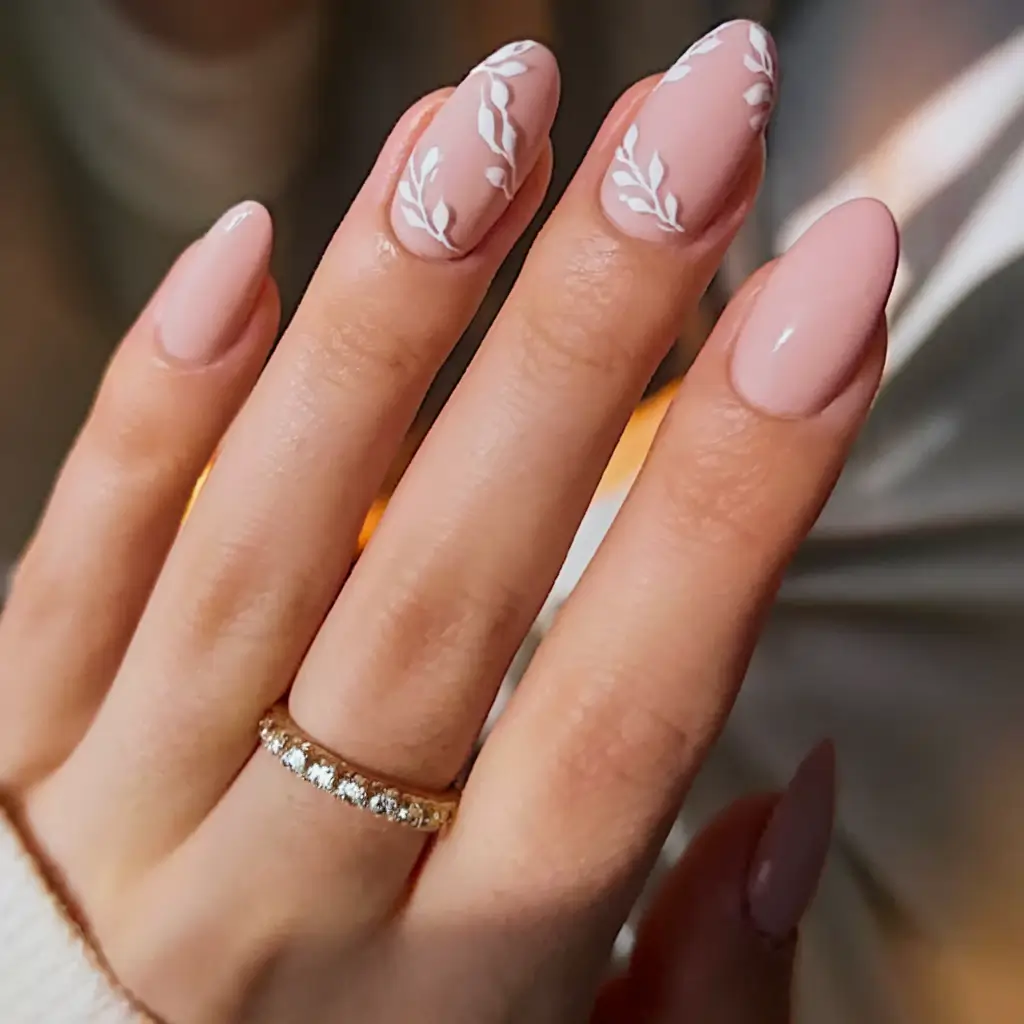 august nails color ideas Minimalist Floral Almond