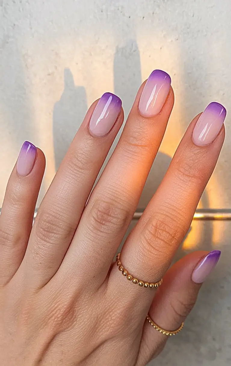august nails color ideas Lavender Frost French Fade