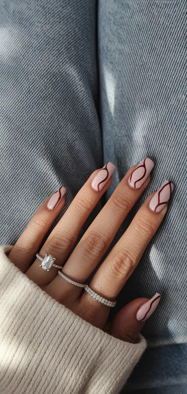 august nails color ideas Modern Mauve with Edgy Line Art