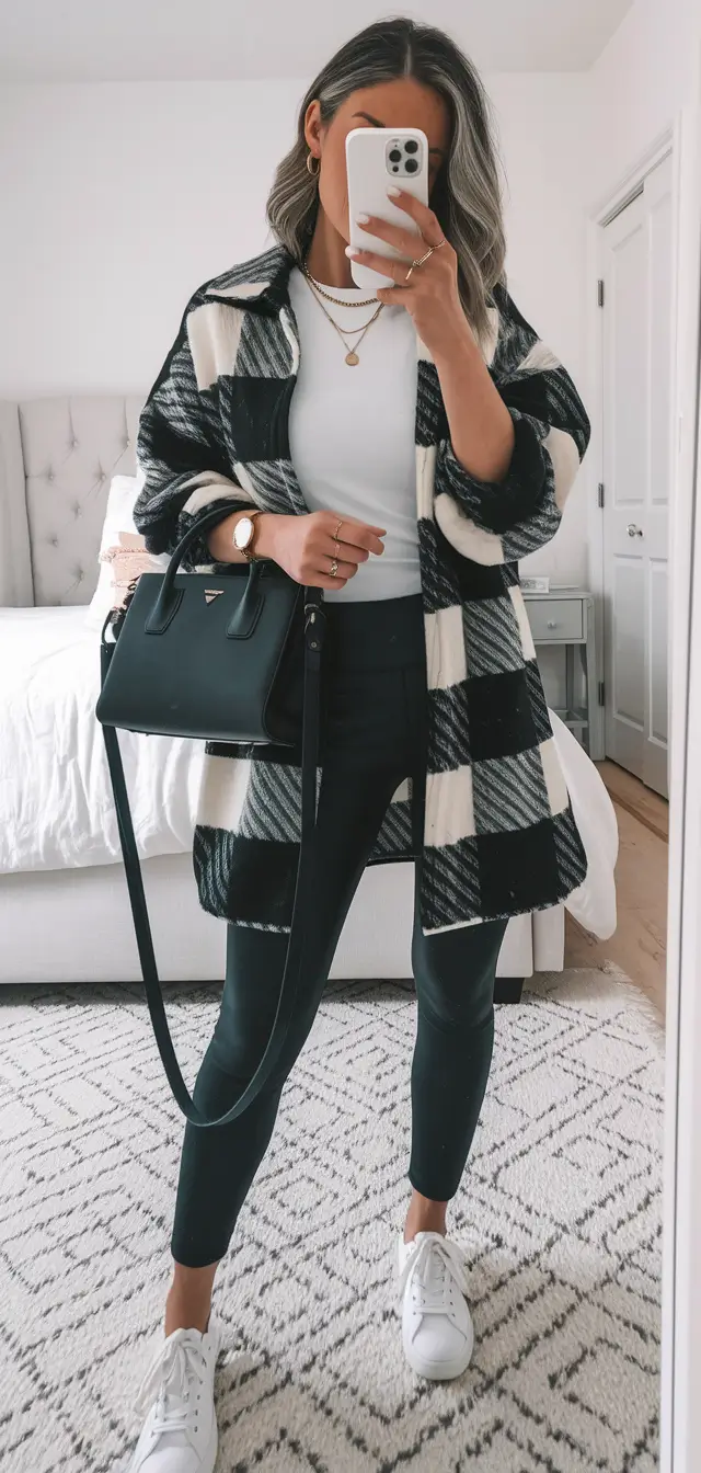autumn active wear outfits Sporty Chic with a Plaid Punch