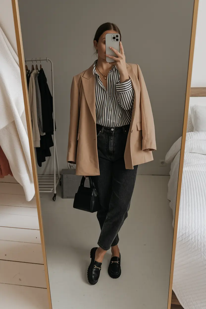 autumn outfits 2025 Sharp Lines Meet Soft Layers