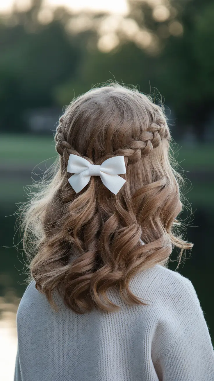 back to school hairstyles Twisted Crown Braid with a Curly Bun