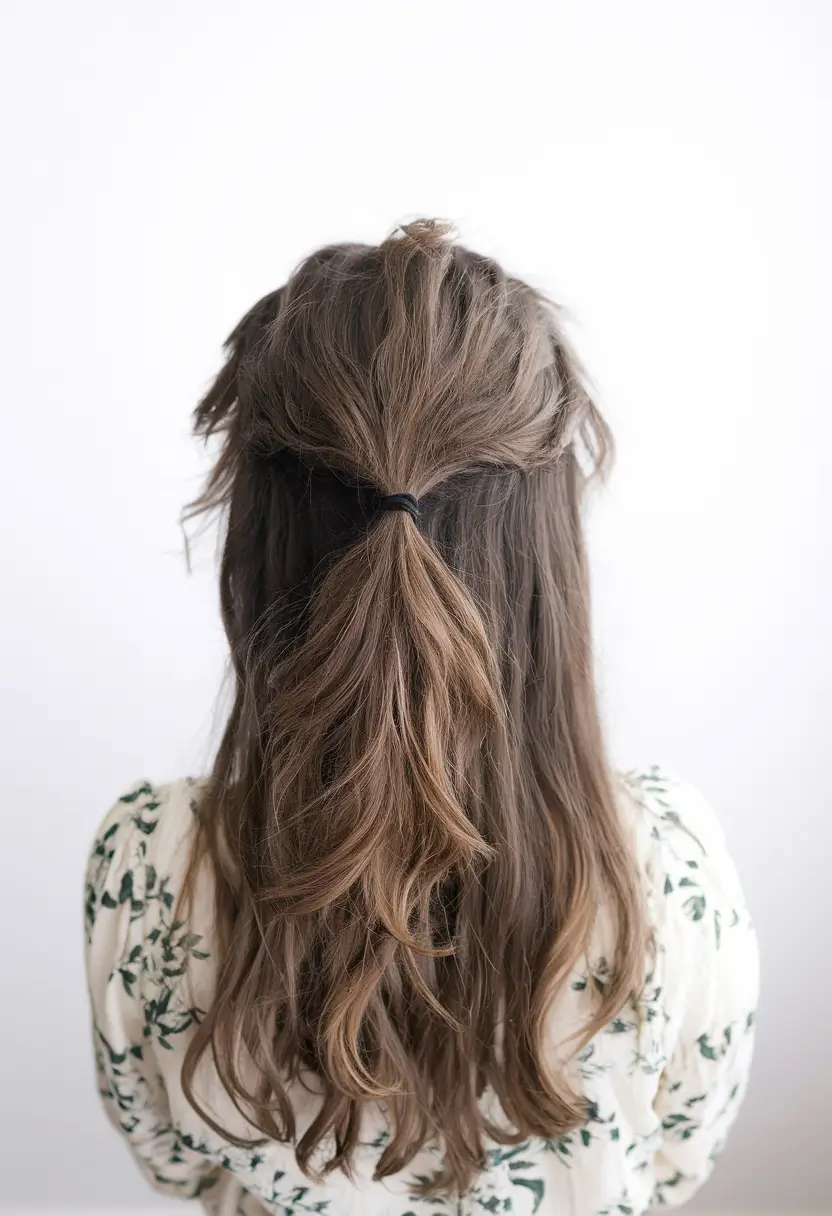 back to school hairstyles Loose Half-Up Hairstyle with Natural Movement