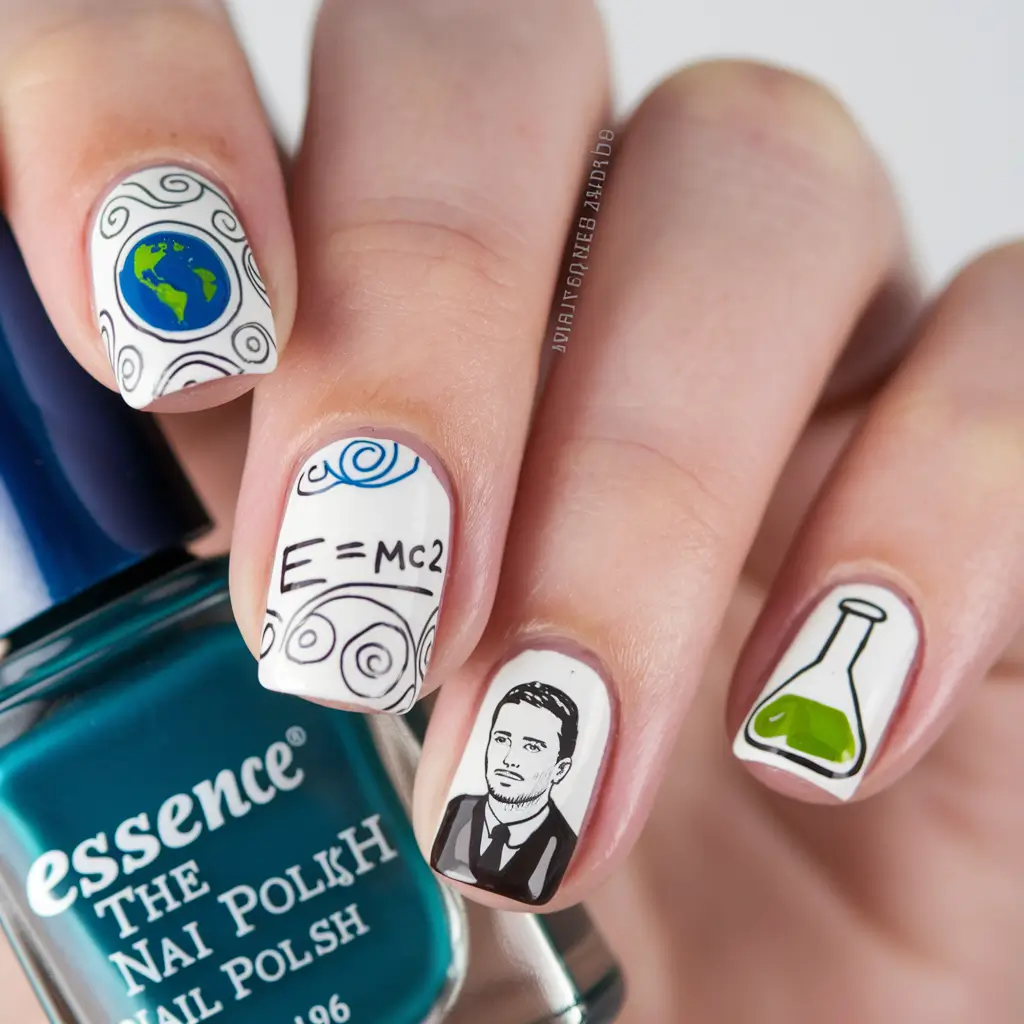 back to school nails Science-Inspired Nails with Einstein’s Touch