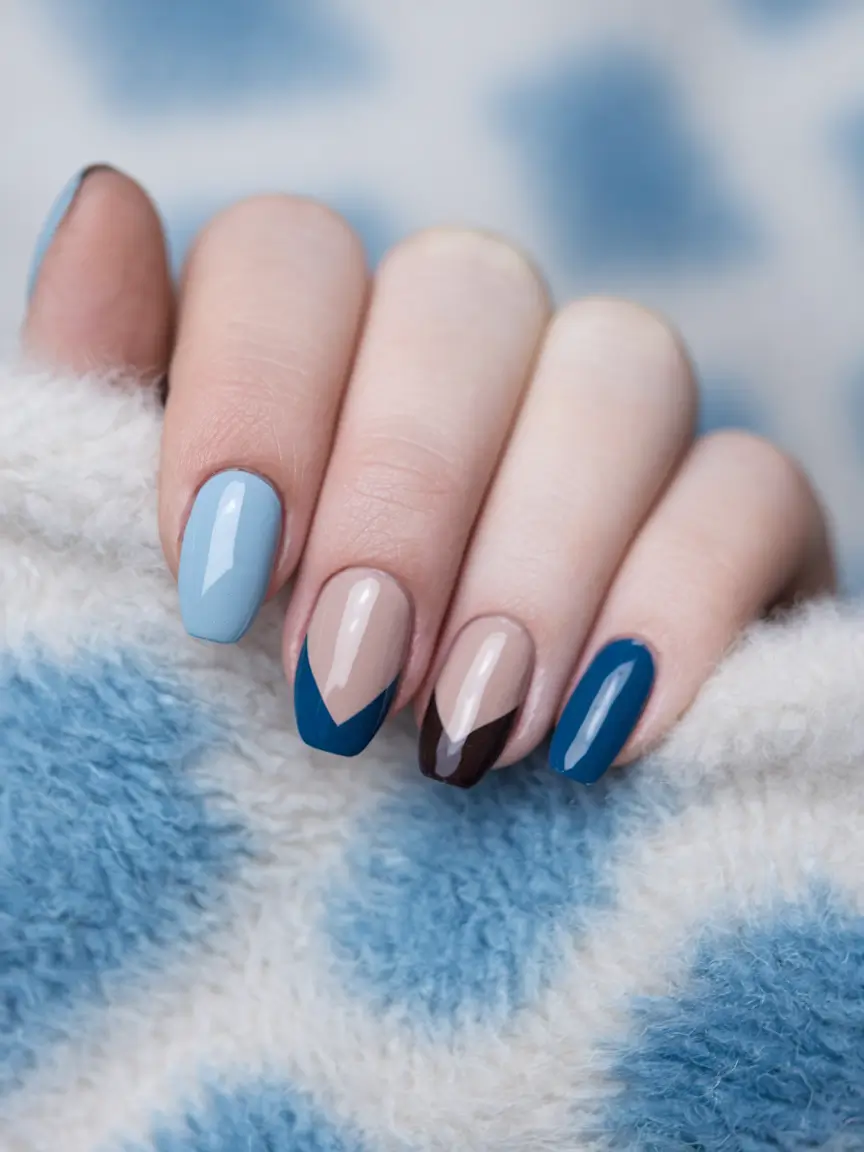 back to school nails+Blue Plaid Perfection