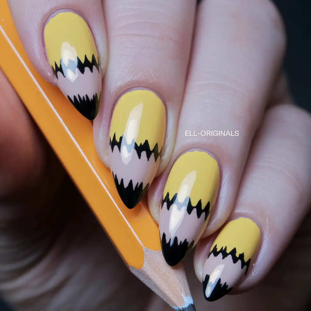 back to school nails+School Spirit: Black and White NY Style