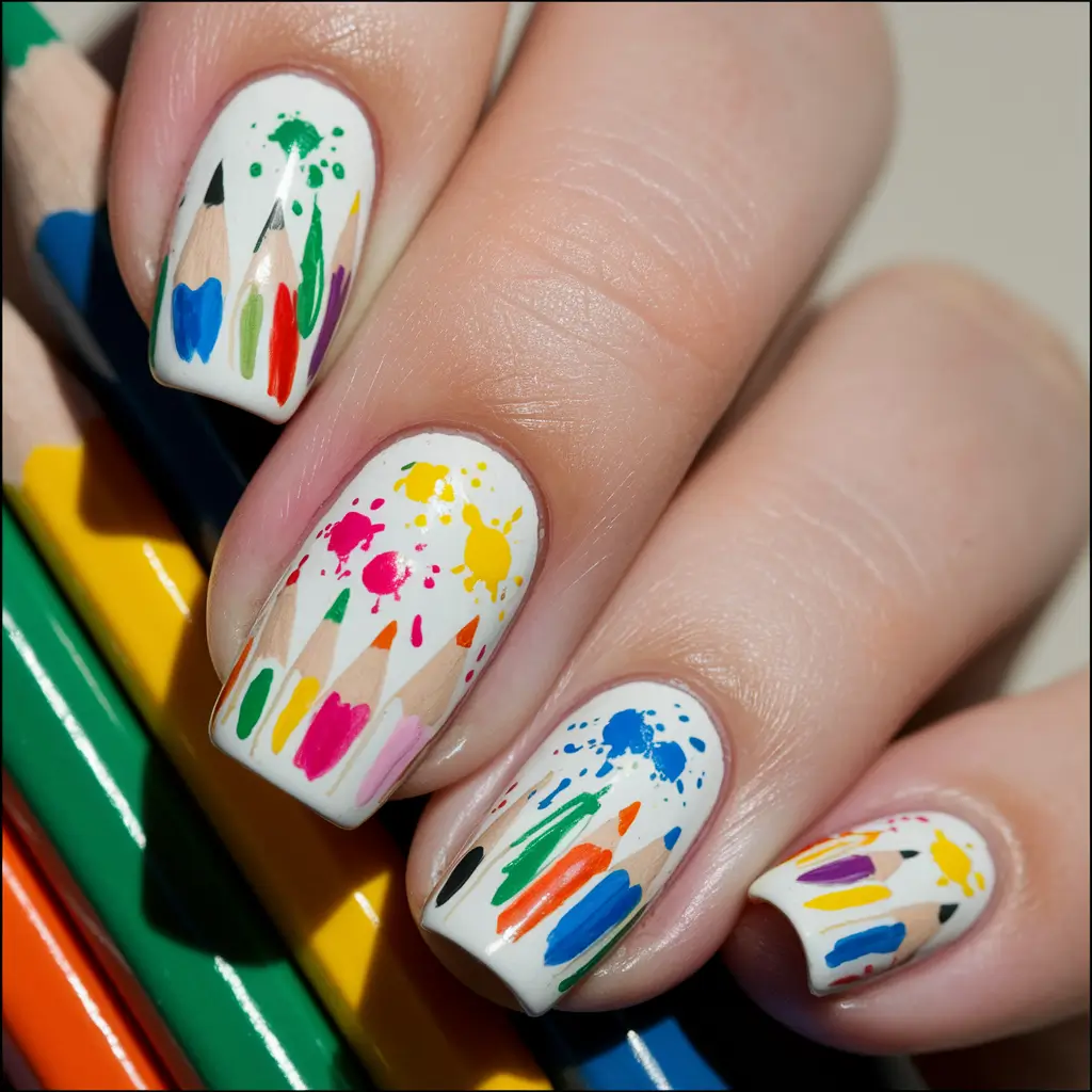 back to school nails Color Splashes for Artistic Souls