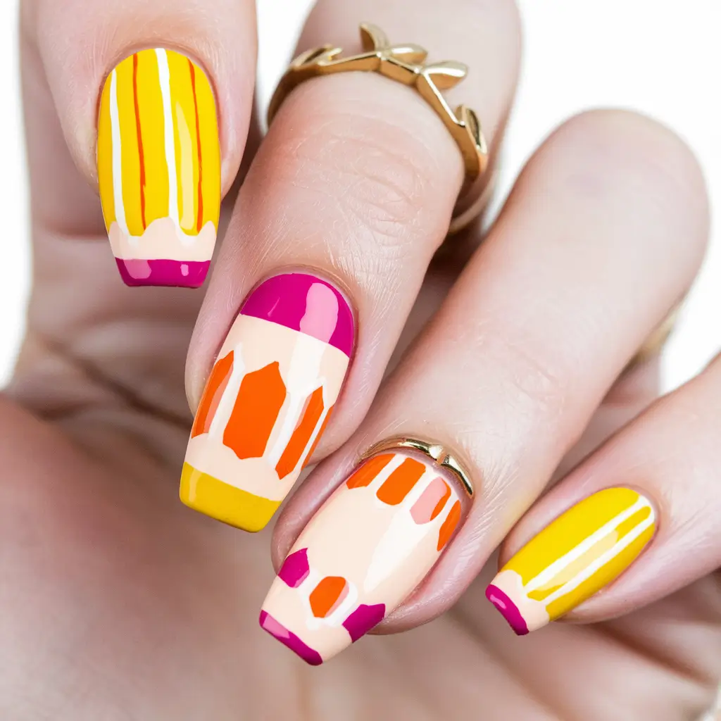 back to school nails Pencil Parade in Bright Hues