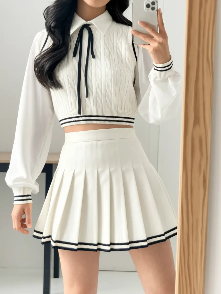 back to school outfits for teens 2025 Tenniscore Energy with Monochrome Pop