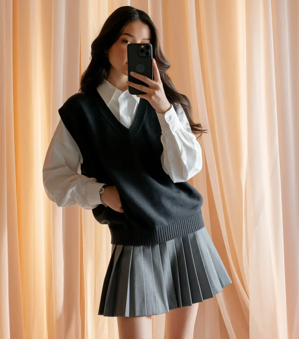 back to school outfits for teens 2025 Monochrome Minimalism with Preppy Roots