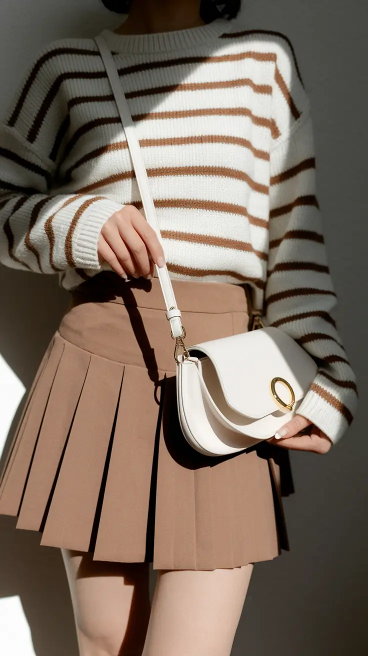 back to school outfits for teens 2025 Soft Knit + Earthy Pleats for Fall