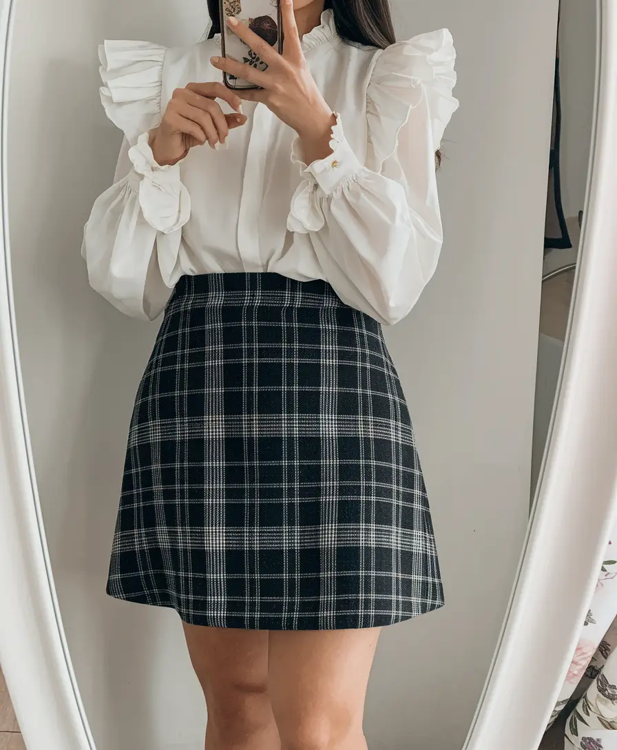 back to school outfits for teens 2025 Ruffles and Plaid: Where Preppy Meets Power
