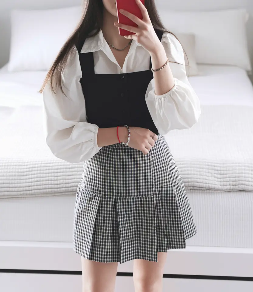 back to school outfits for teens 2025 Layered Contrast and Gingham Energy