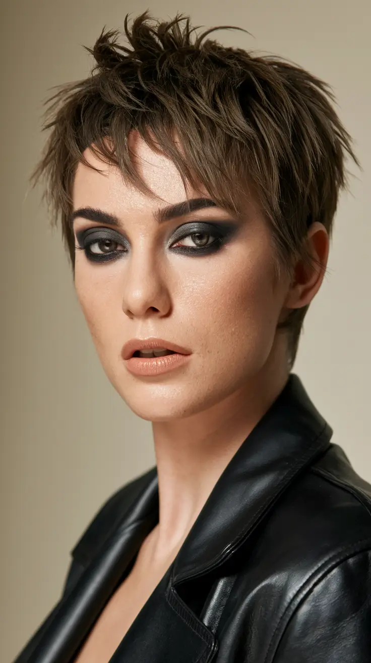 hair color trends Textured Pixie in Mushroom Brown