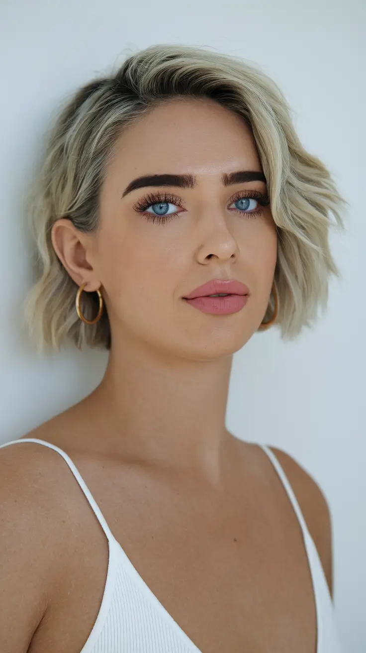 hair color trends Buttery Bob with Root Depth