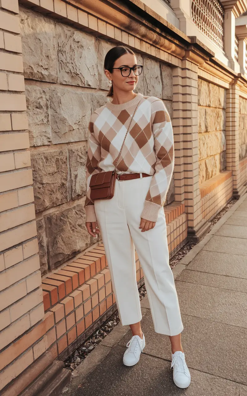 fall capsule wardrobe work Chic Argyle and Tailored Neutrals