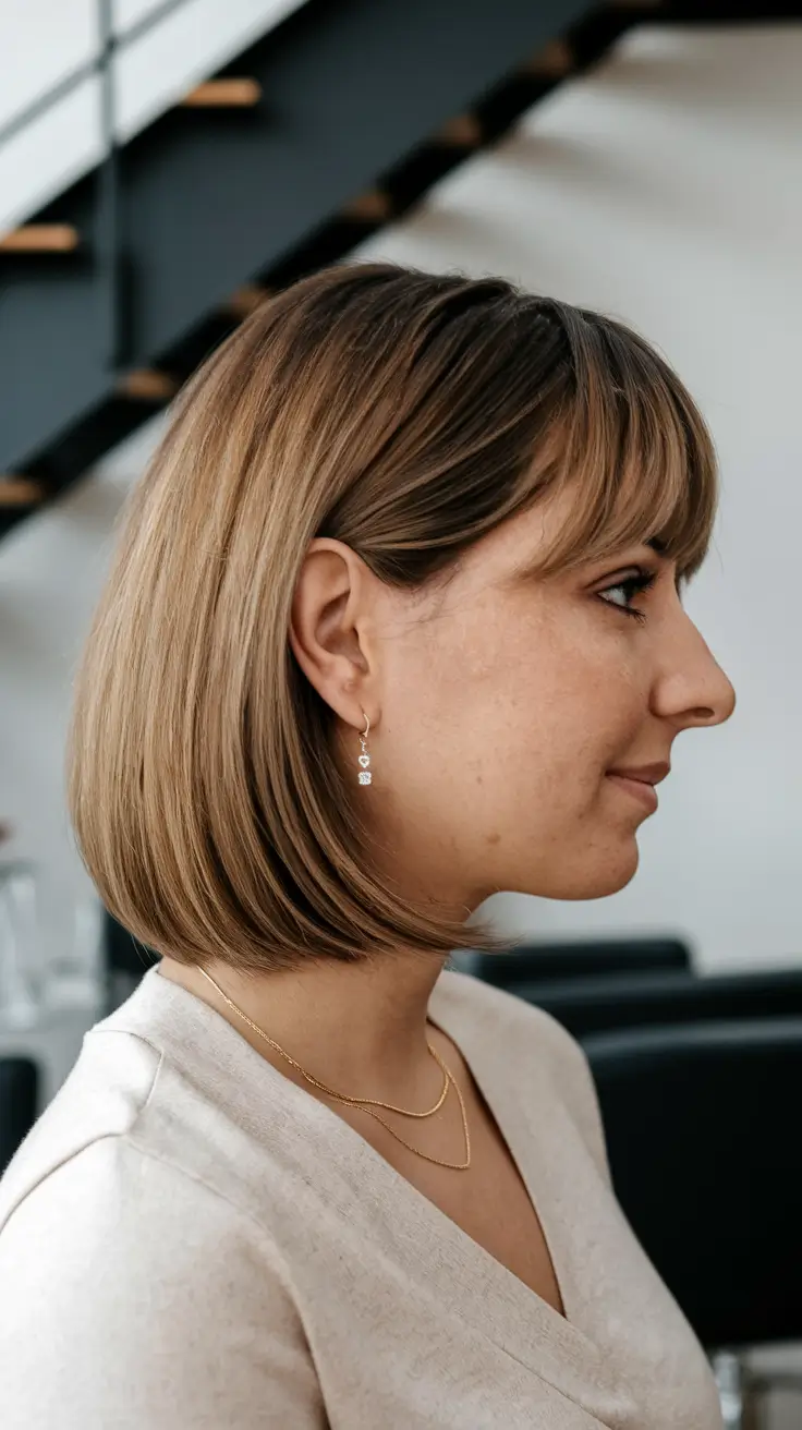 Chic Haircuts Fall Classic Round Bob with Subtle Bangs