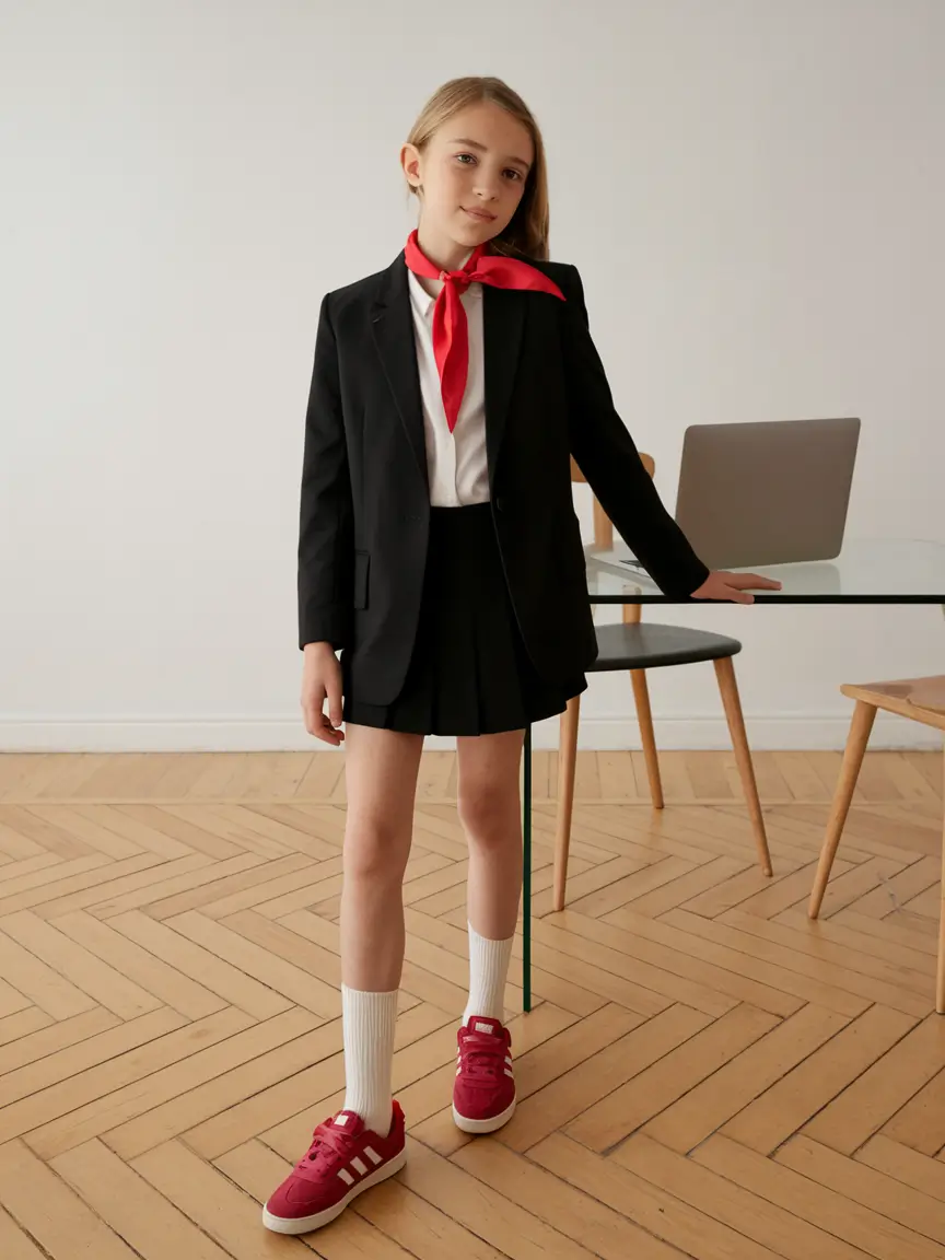 comfy school outfits Tailored Comfort with a Bold Pop