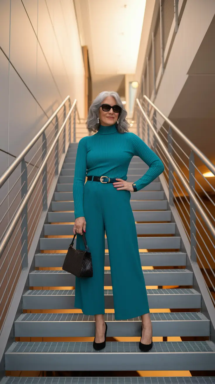 fall outfits for women over 60 classy Teal Power Dressing, Elevated