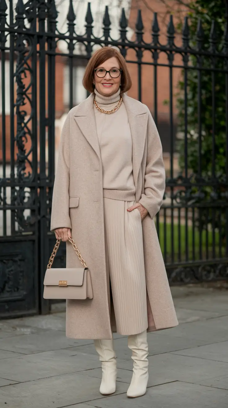 fall outfits for women over 60 classy All-Neutral Elegance with Luxe Textures