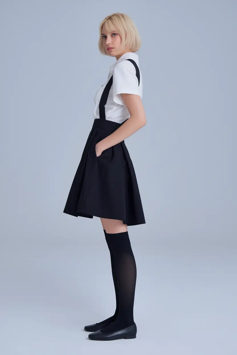 cute school outfits 2025 Black Skirt with Suspender Vibes
