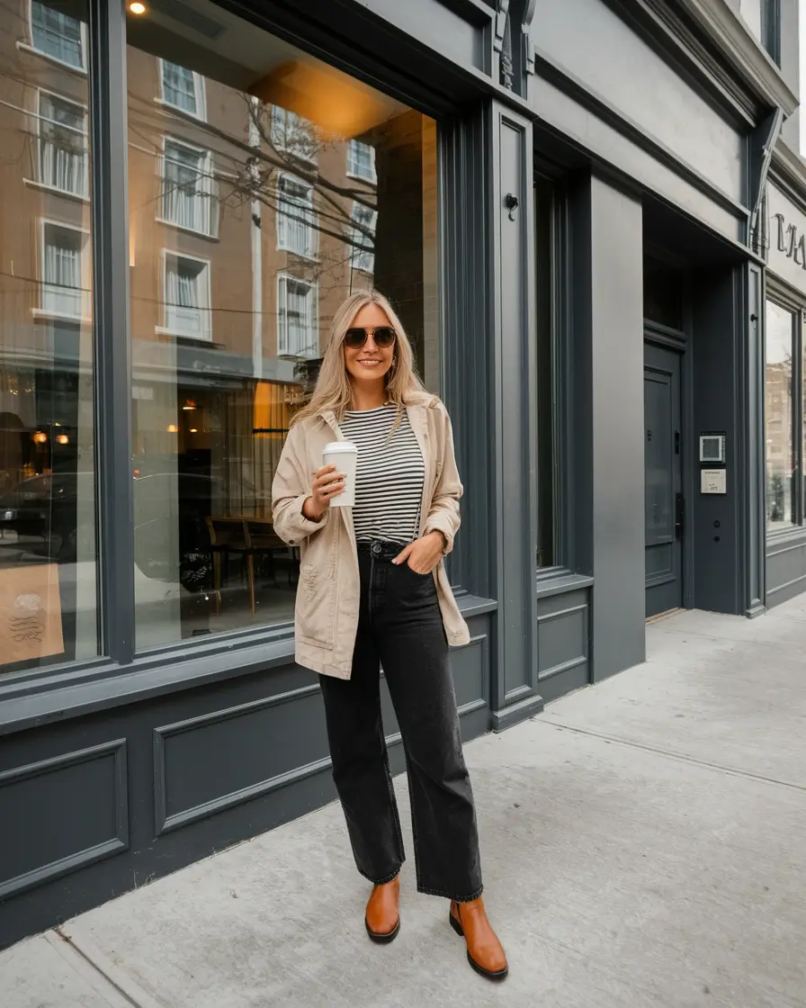 early fall outfits Everyday Effortless in Stripes and Denim