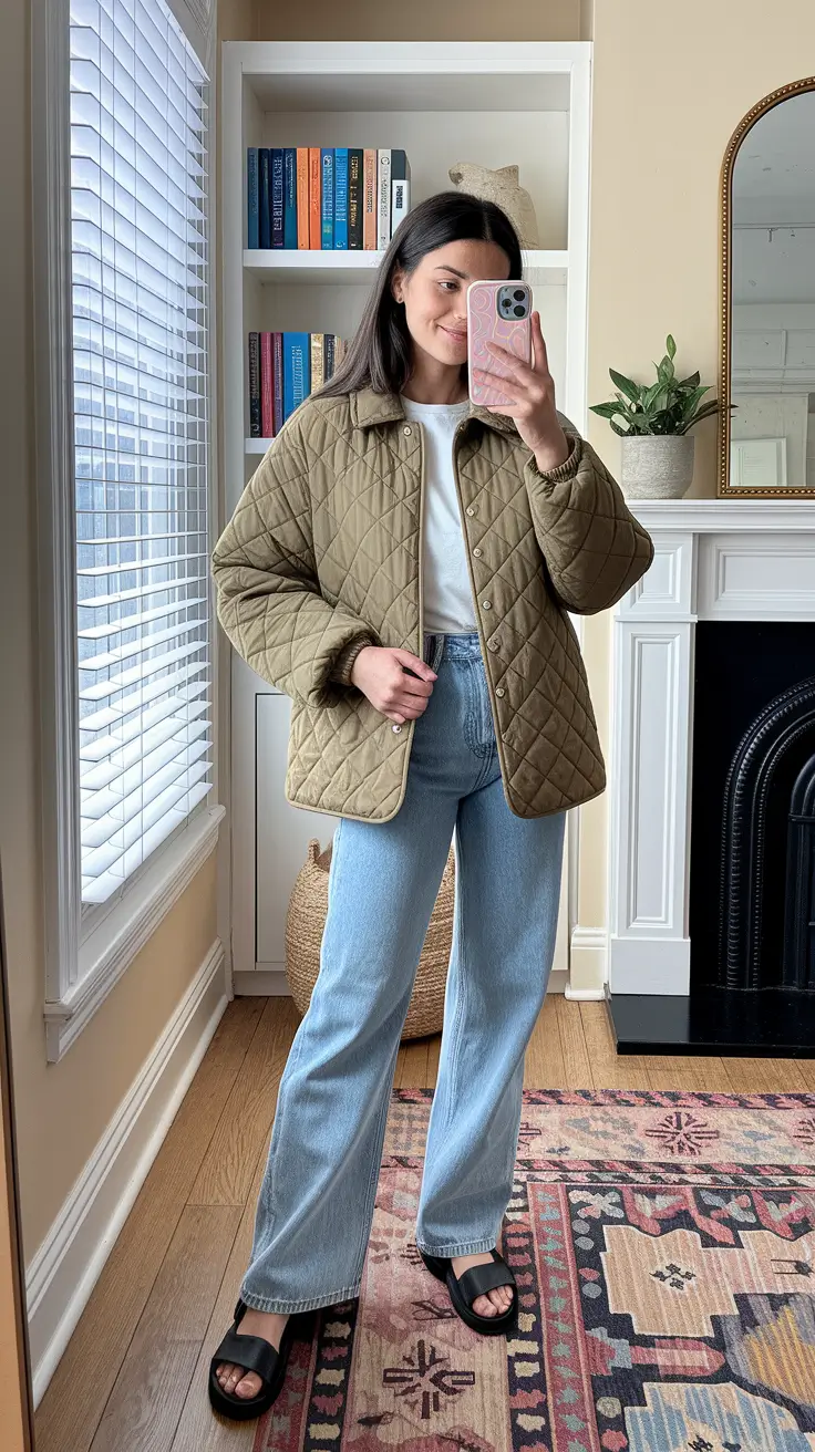 early fall outfits Quilted Comfort with a Minimalist Edge
