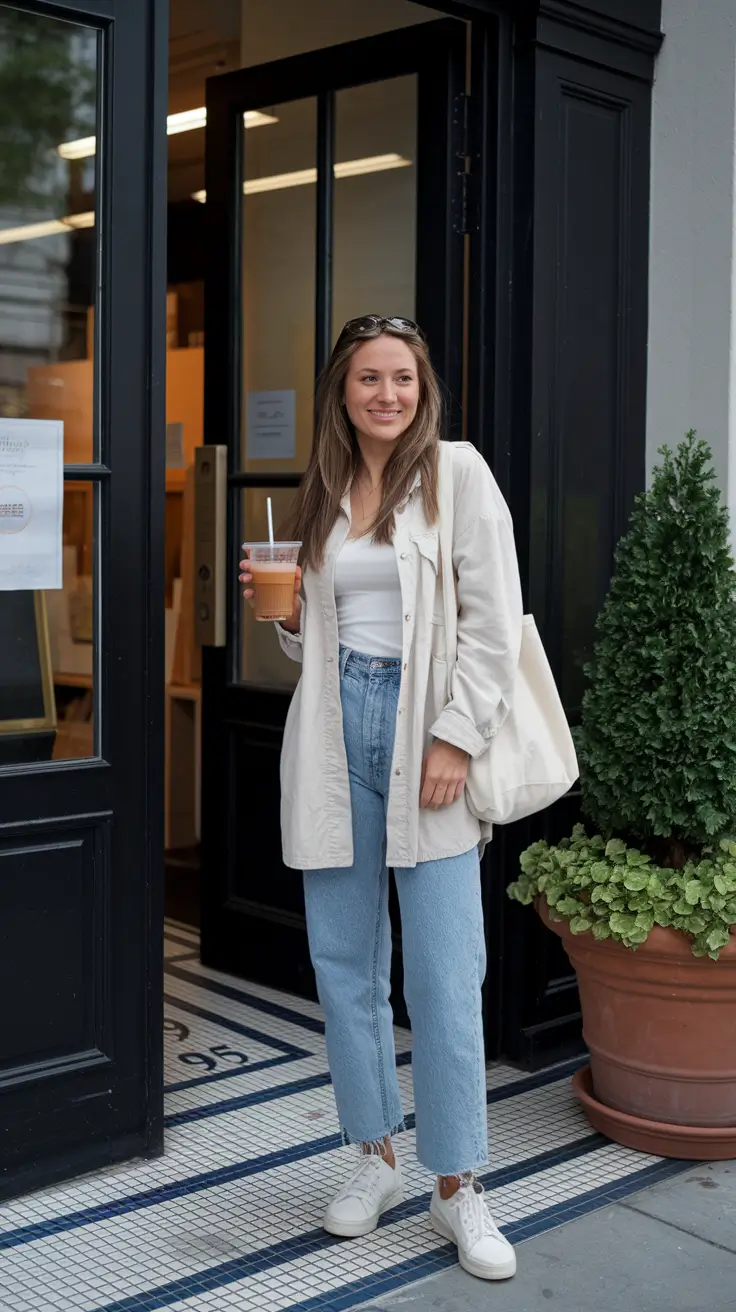 early fall outfits Layered Neutrals for a Downtown Day
