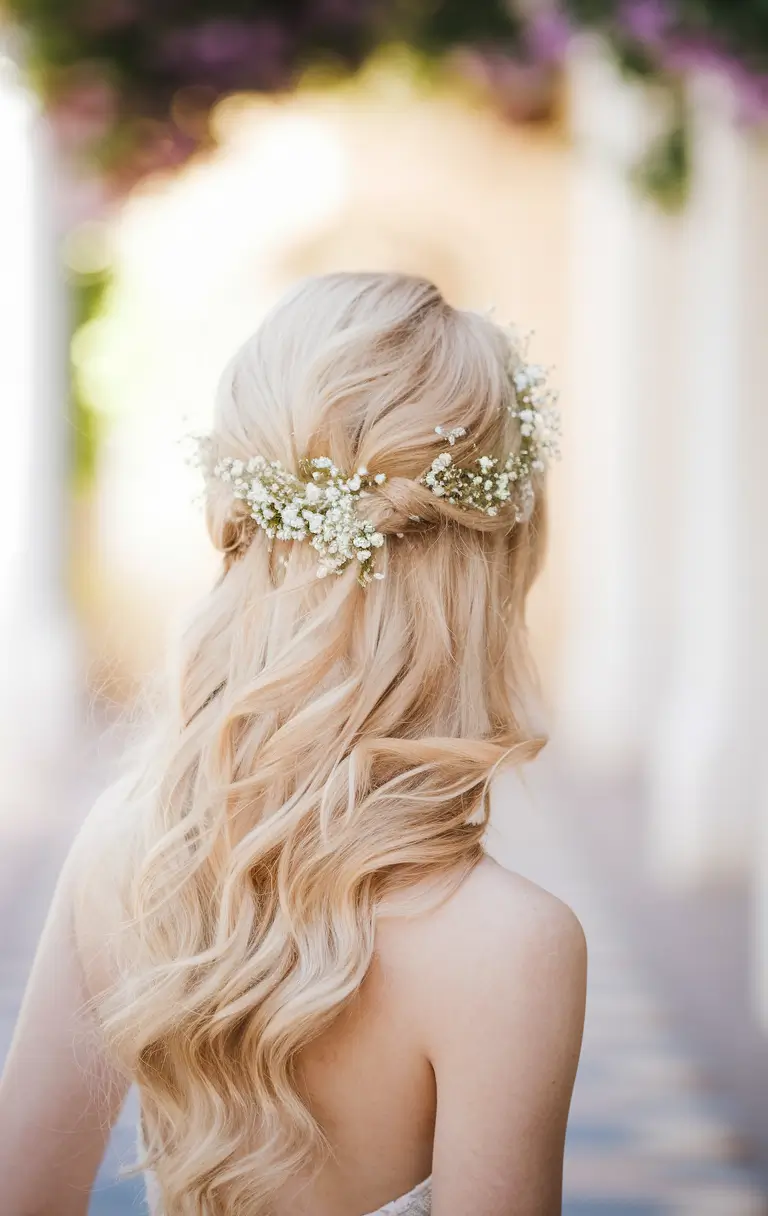 end of summer hairstyles ideas 2025 romantic half-up crown