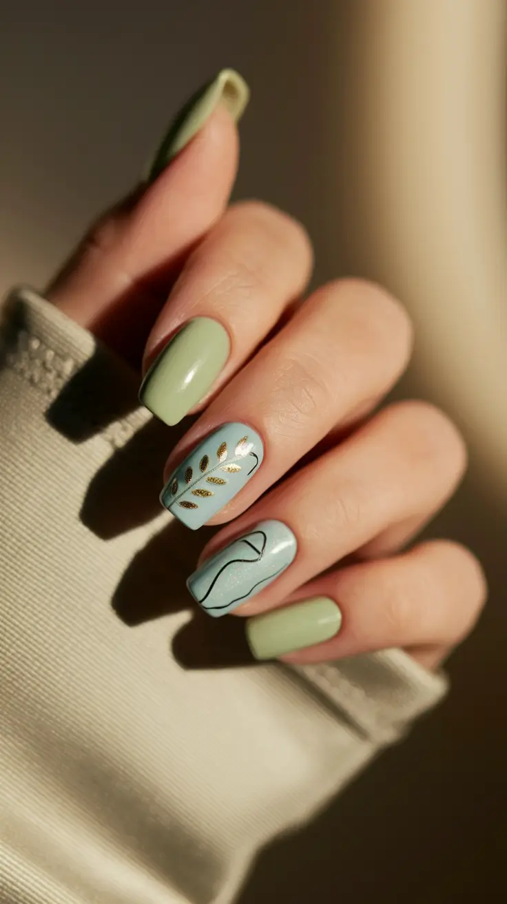 end of summer nails Mint & Sky with Artistic Flair